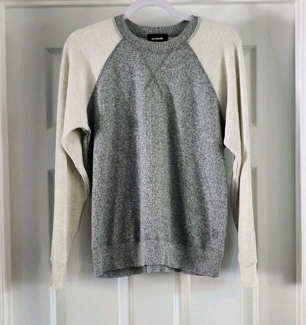 MONROW Women's Waffle Knit Raglan Pullover Sweater Size S HT0257-7 #689